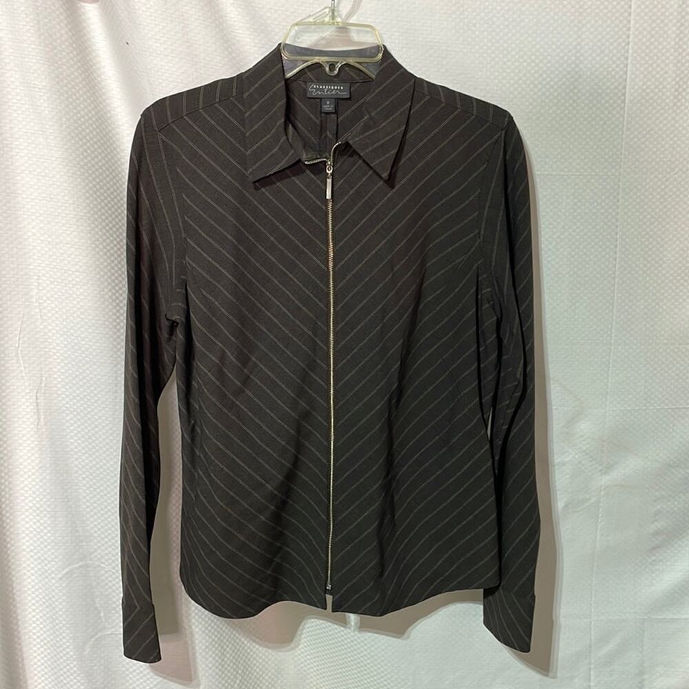 Classiques Entier 8 brown shaped stretch wool spandex unlined front zip Euc